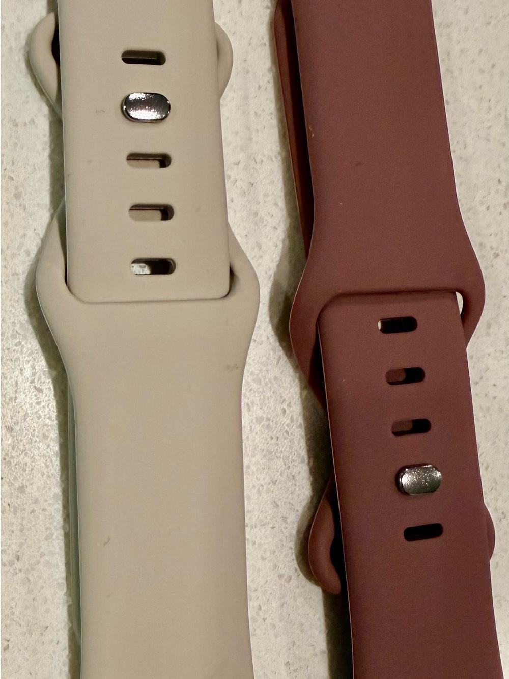 Apple Silicone Watch Bands — Cream and Brownish Mauve 42/44 mm